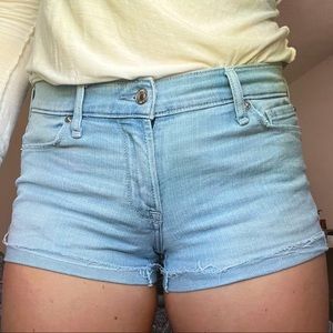 Light blue denim mini shorts